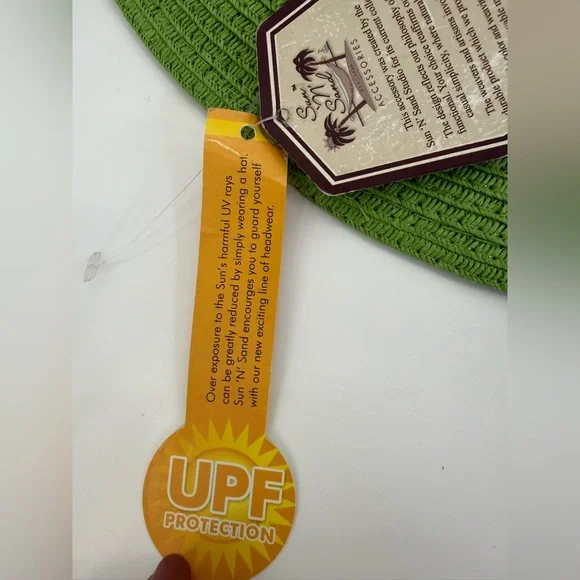 Sun N’ Sand Green Straw Sun Brown Accent Band Stylish Summer Beach & Travel Hat - Picture 5 of 14